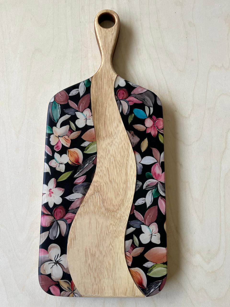 Night Floral Wave Handle Cheese Board