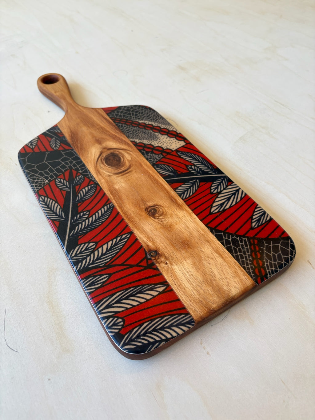 Red Leaf Handle Cheese Board